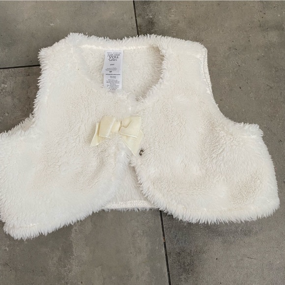 NWOT carters just one you white winter dress tulle with faux fur vest 9months - Picture 5 of 7